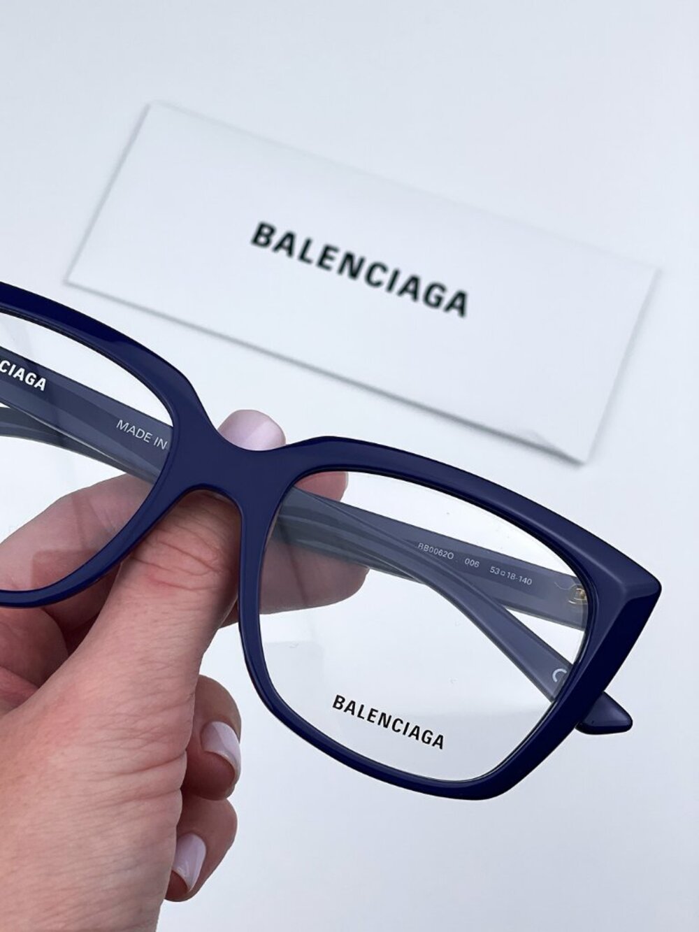 BALENCIAGA BB0062O 006 DARK BLUE SQUARE WOMEN EYEGLASSES